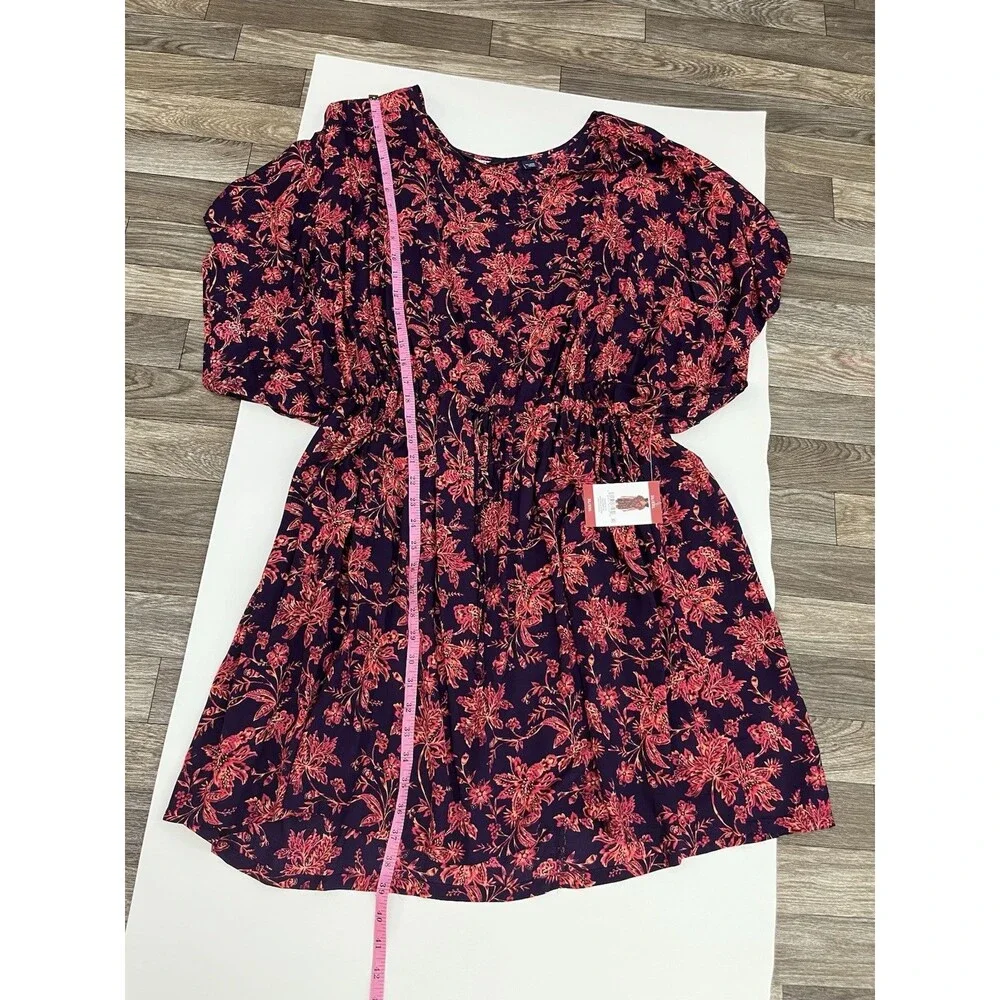 Lands' End Women's XL/XXL Swim Cover-Up Dress Floral Purple Pink 100% Modal